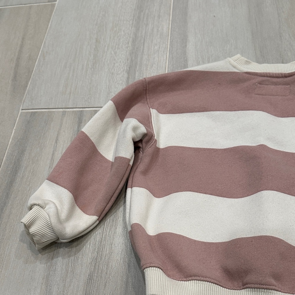 Zara 3T Minnie Mouse Striped Sweatshirt Pink and White - Picture 8 of 10